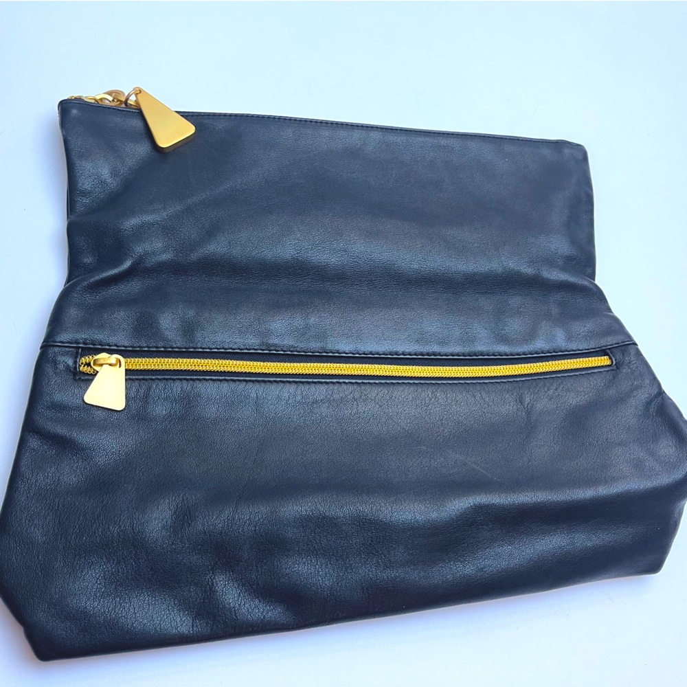AMERICANA By Sherif Black Leather Foldable Clutch Bag